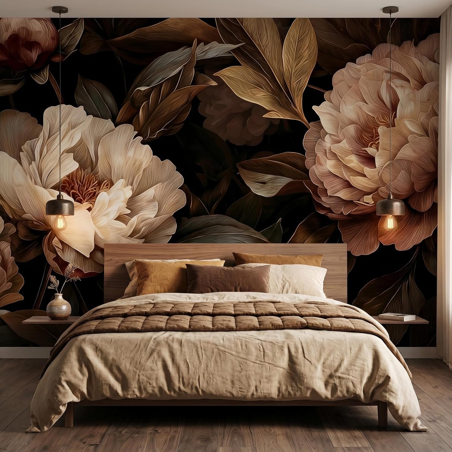 Interior Design Apartment - Elegante Arazzo Floreale con Peonie, Decorazione