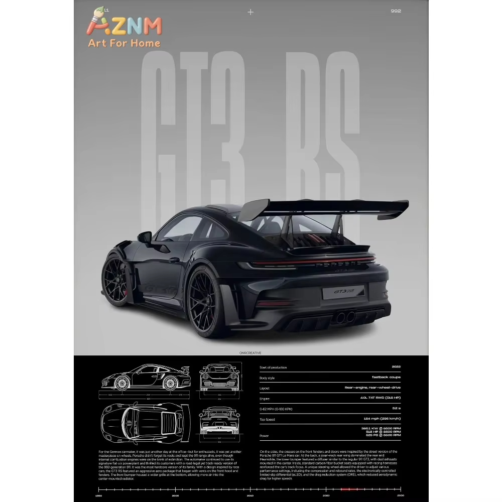 Interior Design Apartment - Poster Minimalista di Auto Sportive 911