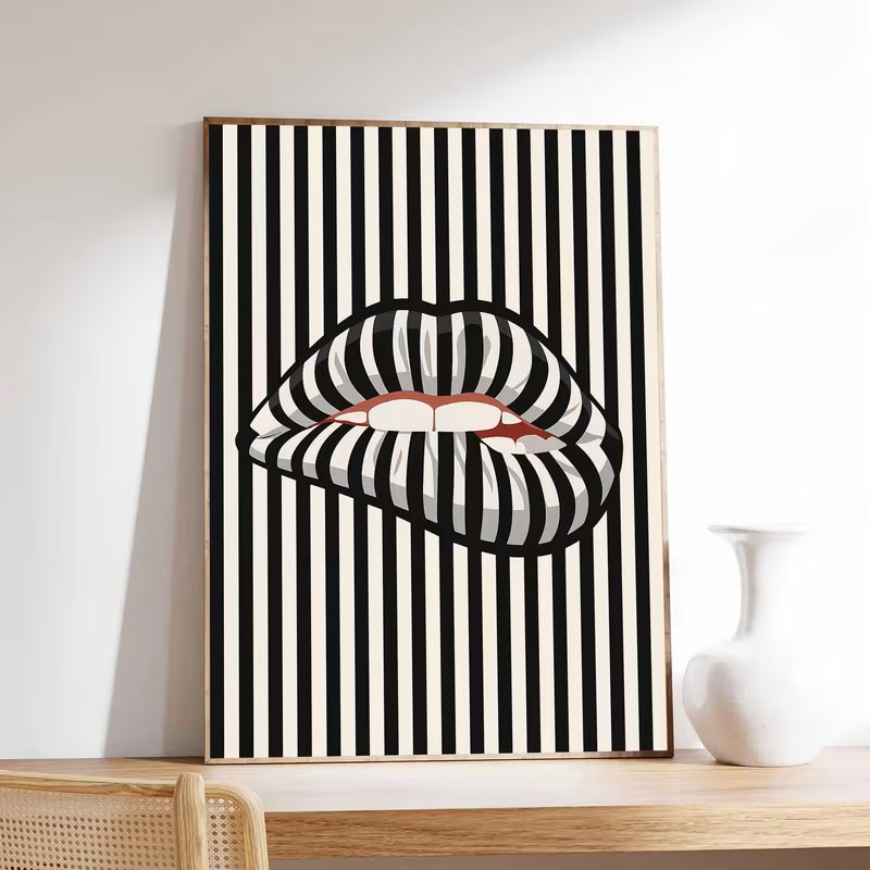 Interior Design Apartment - Parete artistica con poster su tela